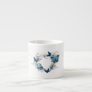 Tasse Expresso Coeur bijoux avec papillons Morpho