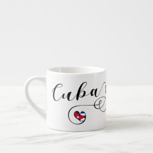 Tasse Expresso Coeur de drapeau du Cuba, drapeau cubain à un