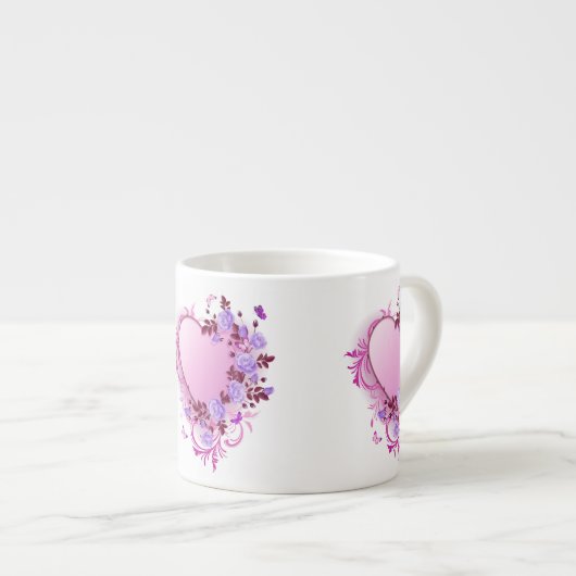 Tasse Expresso Coeur de lavande Rose en cascade (Devant droit)