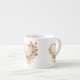 Tasse Expresso Coeur d'or Rose en cascade