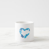 Tasse Expresso Coeur papillon bleu floral (Devant)