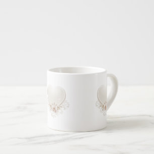 Tasse Expresso Coeur vintage et Rose Ecru
