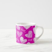 Tasse Expresso Coeurs Blancs Rose mignon avec script d'amour (Droite)