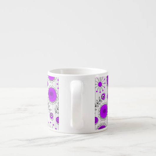 Tasse Expresso Coeurs blancs violet blanc Whimsical et fleurs flo (Dos)