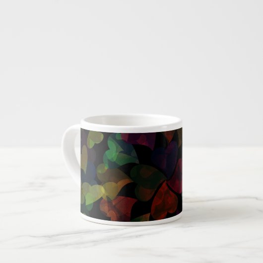 Tasse Expresso Coeurs colorés sur Noir (Devant gauche)