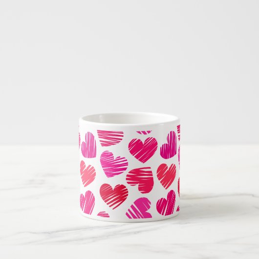 Tasse Expresso Coeurs dorés rouges et roses modernes Valentine (Devant)