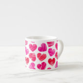 Tasse Expresso Coeurs dorés rouges et roses modernes Valentine (Devant droit)