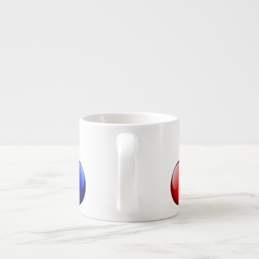 Tasse Expresso Coeurs en verre rouge, blanc et bleu (Dos)