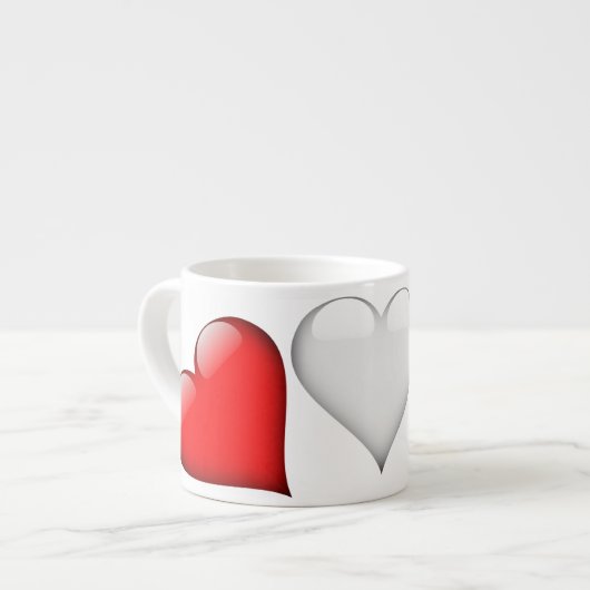 Tasse Expresso Coeurs en verre rouge, blanc et bleu (Devant gauche)