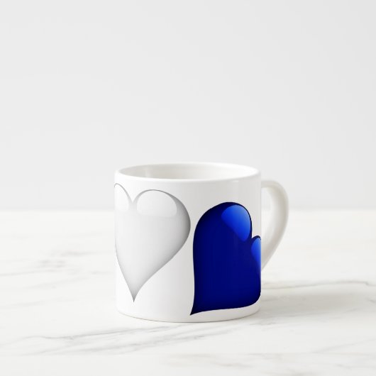 Tasse Expresso Coeurs en verre rouge, blanc et bleu (Devant droit)