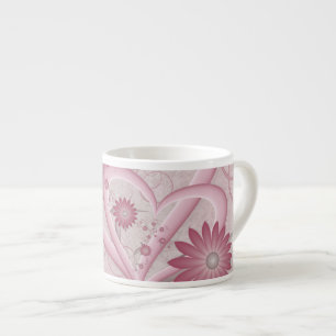 Tasse Expresso Coeurs et fleurs Abstraits roses Aimer l'art fract