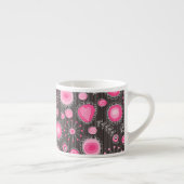 Tasse Expresso Coeurs et fleurs rose et bleu Whimsical (Droite)