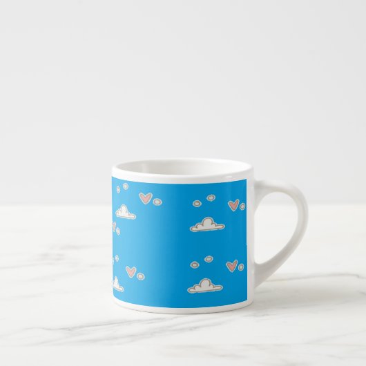 Tasse Expresso Coeurs et nuages sur le bleu (Droite)
