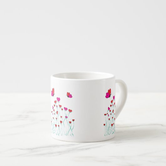 Tasse Expresso Coeurs et papillons Valentine Love (Devant droit)