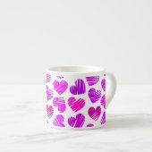 Tasse Expresso Coeurs griffés violets et roses modernes Valentine (Devant droit)