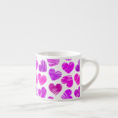 Tasse Expresso Coeurs griffés violets et roses modernes Valentine (Droite)