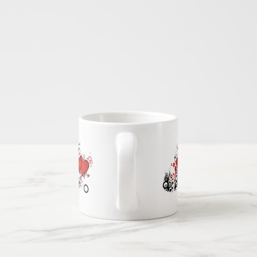 Tasse Expresso Coeurs rouges flottants (Dos)