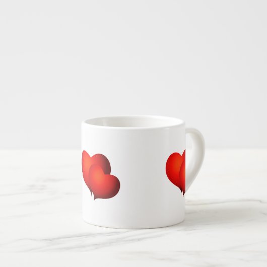 Tasse Expresso Coeurs satinés rouges (Devant droit)