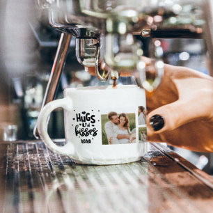 Tasse Expresso Collage Couple Photo & Hugs Et Baisers Phrase Love
