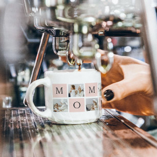 Tasse Expresso Collage moderne Photo & Pastel Cadeau de maman ros