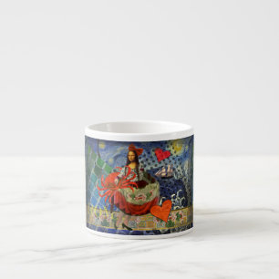 Tasse Expresso Collage Nuit étoilée de Mona Lisa : Surréalisme fa