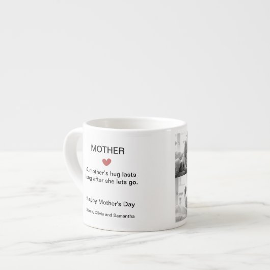 Tasse Expresso Collage photo noir et blanc avec texte personnalis (Devant gauche)