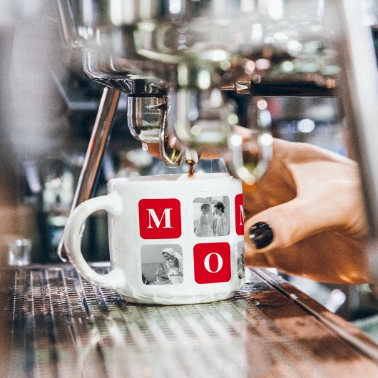 Tasse Expresso Collage tendance Photo & Red Best Mommy Cadeau