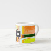 Tasse Expresso Coloré Funky Retro Inspiré (Devant droit)