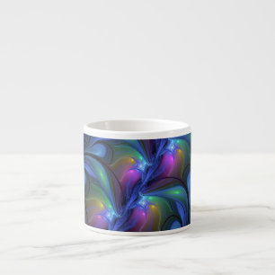 Tasse Expresso Coloré Lumineux Abstrait Bleu rose Vert Fractal