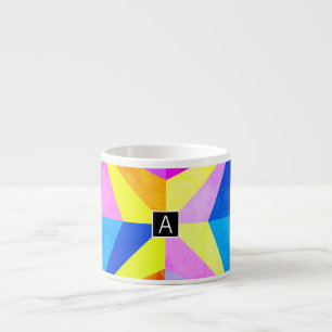 Tasse Expresso Coloré Moderne Géométrique Multicolore Monogramm