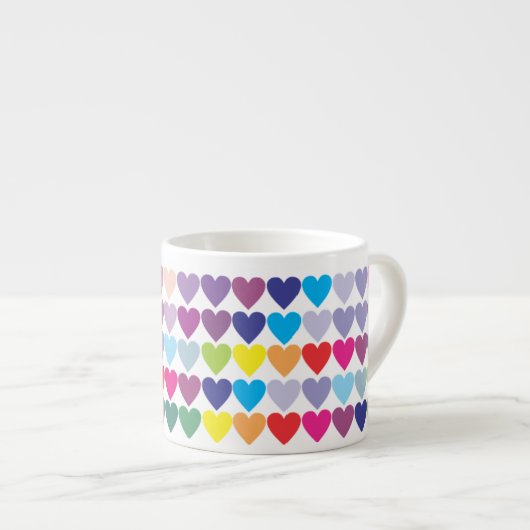 Tasse Expresso Colorful Rainbow Hearts Pattern (Devant droit)