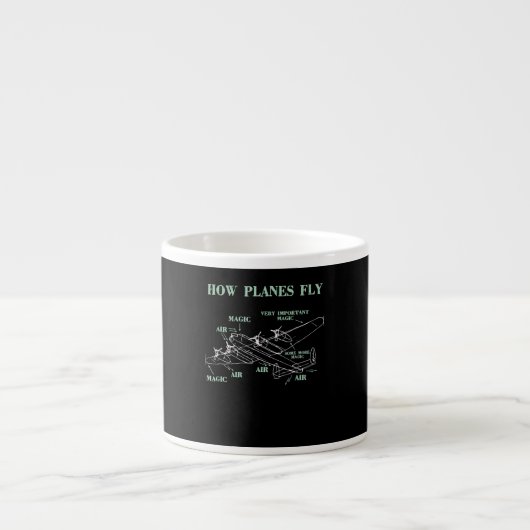 Tasse Expresso Comment les avions volent amusants cadeaux de pilo (Devant)
