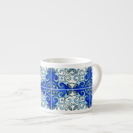 Tasse Expresso Conception 6 de tuile découpée par main peinte (Devant droit)