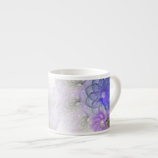 Tasse Expresso Conception Abstraite de fleurs pourpre et bleu den (Devant droit)