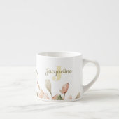 Tasse Expresso Conception de fleur de bébé ciel rose pastel monog (Droite)