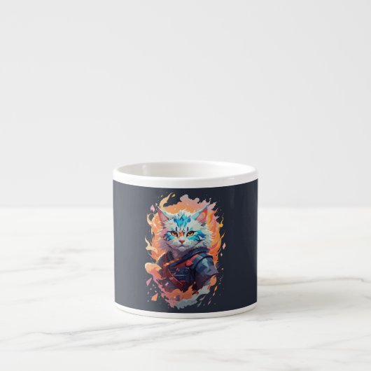 Tasse Expresso Conception de guerrier chat ninja mignon (Devant)