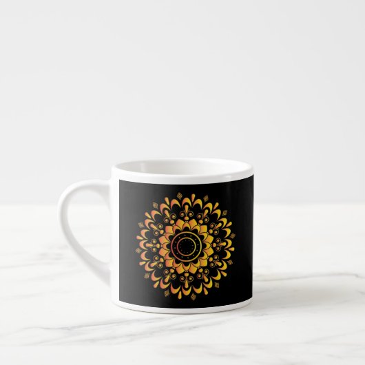 Tasse Expresso Conception de mandala unique doré-95747 (Gauche)