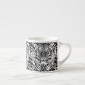 Tasse Expresso Conception noire et blanche de tigre d'yeux bleus (Droite)