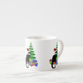 Tasse Expresso Conversation Noir avec arbre de Noël et cadeaux (Devant droit)