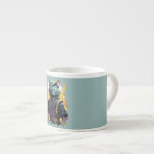 Tasse Expresso Cool Feu Splash Gris Ninja Chat Guerrier (Devant droit)