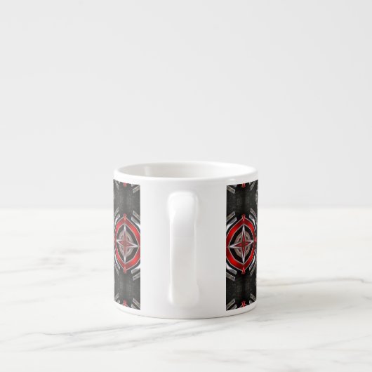 Tasse Expresso Cool Red and Black Geometric Pattern (Dos)