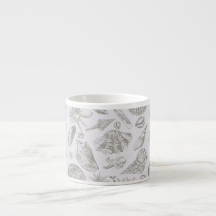 Tasse Expresso Coquillage gris sauge doux croquis Antique Nature