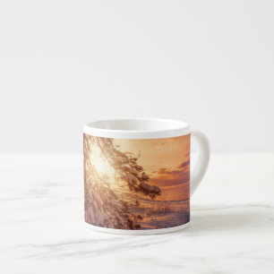 Tasse Expresso Coucher de soleil sur la mer et le pin