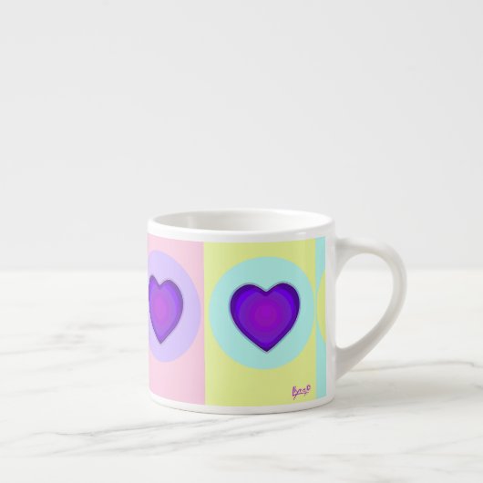 Tasse Expresso Couleurs pastel & coeurs violets battre (Droite)