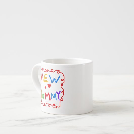 Tasse Expresso Couleurs primaires Texte Nouveaux cadeaux maman (Devant gauche)