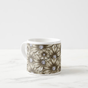 Tasse Expresso Coupe d'Espresso de Diamants Floraux