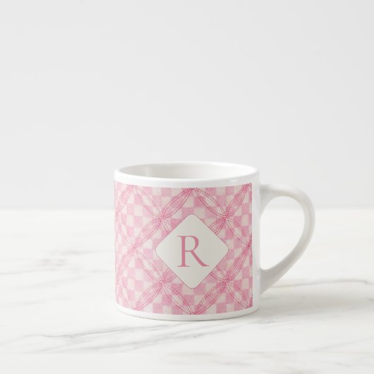 Tasse Expresso COUPE D'ESRESSE DE CONTRÔLE ROSE + Initiale (Droite)