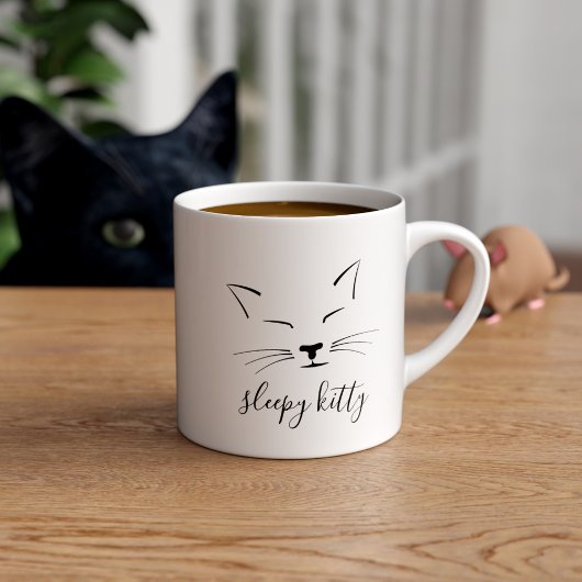 Tasse Expresso Coupe Espresso Cute Chat Face Sleepy Kitty Whisker