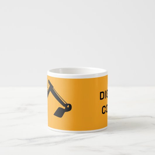 Tasse Expresso Crane Backhoe, Yellow Black, Worker (Devant)