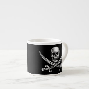 Tasse Expresso Crâne d'argent et épées croisées